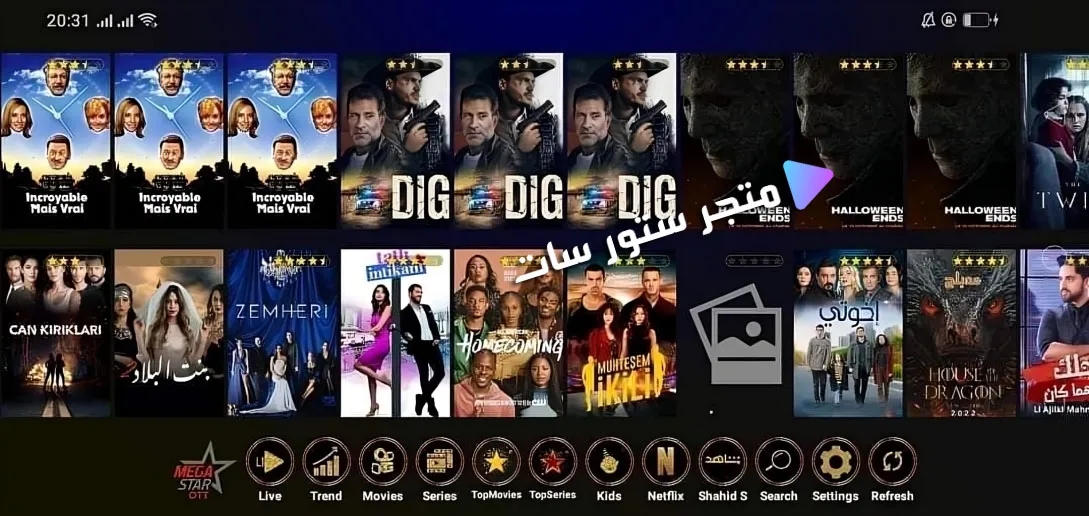Mega Star IPTV subscription Mega Star IPTV app interface