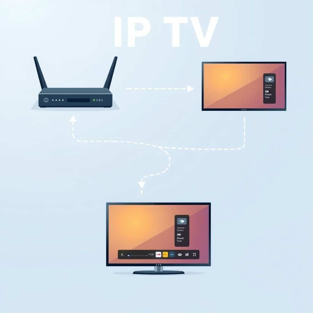 what is iptv Simple diagram explaining what IPTV is and how a channel reaches your screen